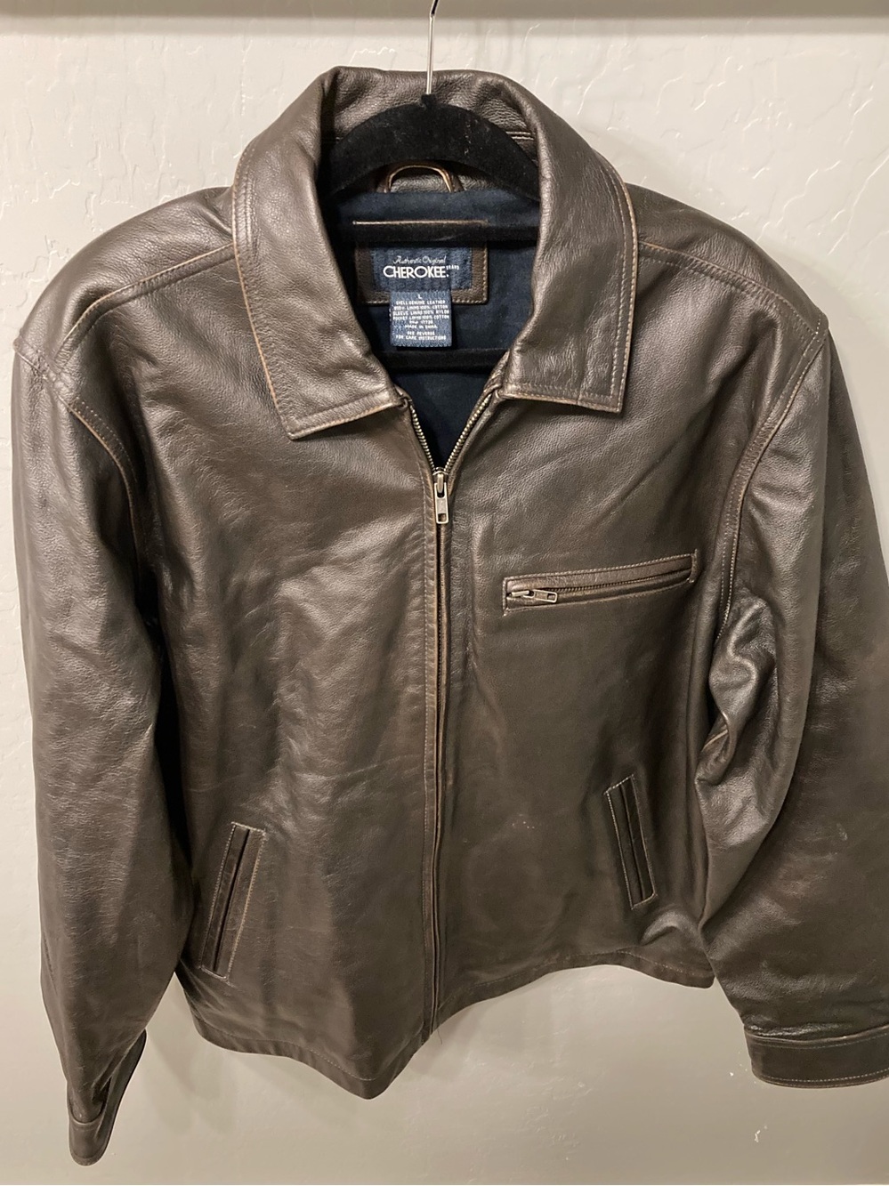 Cherokee Authentic Leather Jacket Brown Men’s Large
